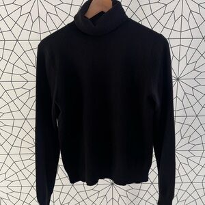 Saks Fifth Ave Folio Black 100% Cashmere Turtleneck